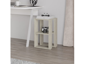 Lonie" wooden bedside table 30 x 30 x 55 cm - Travertine 2