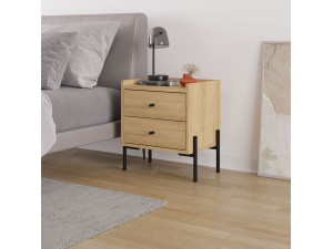 Malta" wooden bedside table - 45 x 35 x 52 cm - Light brown 2
