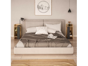 Set of 2 "Elos" wooden bedside tables - 25 x 27 x 60 cm - Brown 2