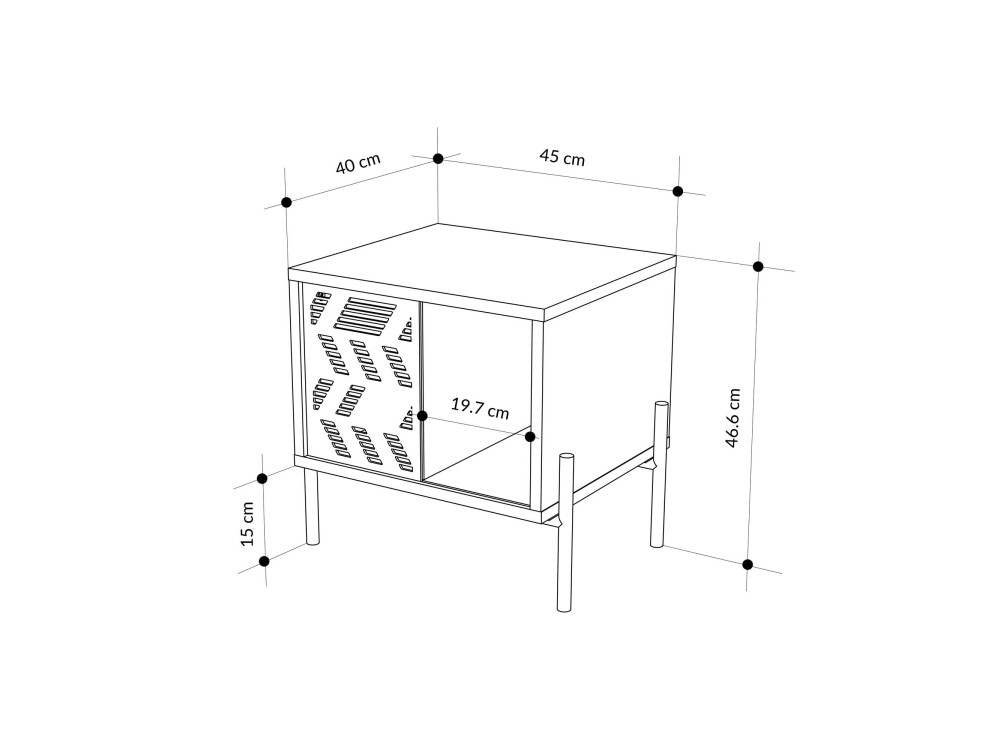 Dionysos" wooden bedside table - 45 x 40 x 47 cm - Brown