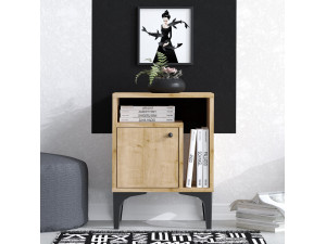 Nuno" wooden bedside table - 40 x 35 x 55 cm - Beige 2