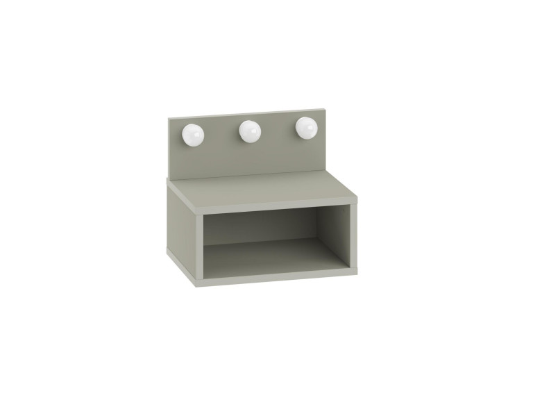 Treo" bedside table with wooden bulb - 40 x 30 x 34 cm - Grey