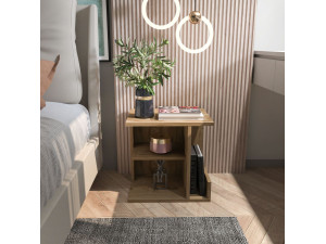 Karamira" wooden bedside table - 45 x 35 x 45 cm - Brown 2