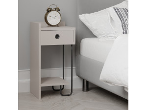Sirius" wooden bedside table - 32 x 30 x 61 cm - Light mocha brown 2