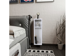 Turra" wooden bedside table - 20 x 15 x 65 cm - White 2