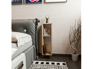 Turra" wooden bedside table - 20 x 15 x 65 cm - Brown 2