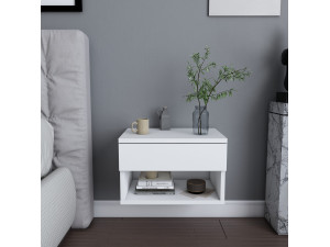 Jamot" wooden bedside table - 45 x 29 x 32 cm - White 2