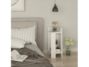 Elos Right" wooden bedside table - 25 x 27 x 60 cm - White 2