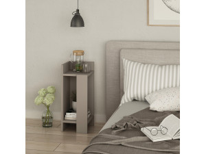 Elos Left" wooden bedside table - 25 x 27 x 60 cm - Light mocha brown 2