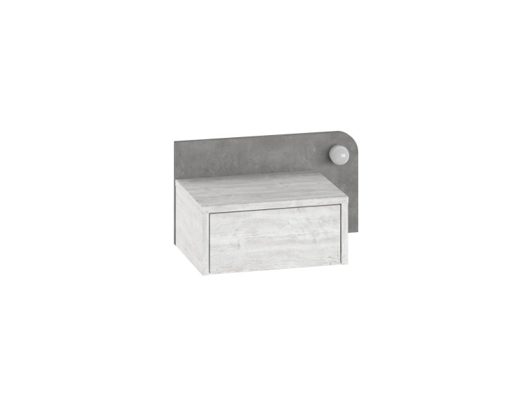 Dotta" bedside table with wooden bulb - 52 x 30 x 28 cm - Grey