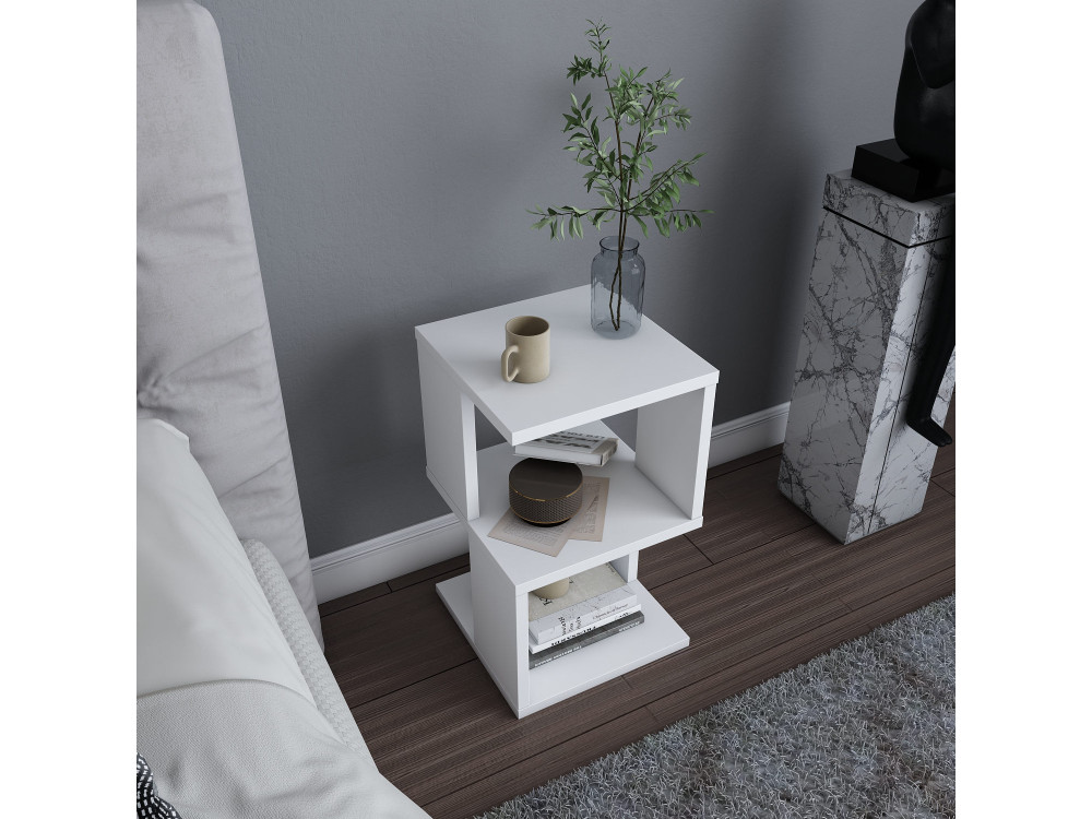 Carter" wooden bedside table - 30 x 30 x 49 cm - White