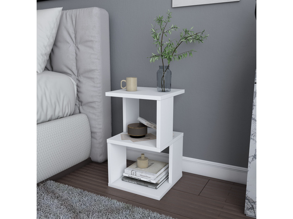 Carter" wooden bedside table - 30 x 30 x 49 cm - White
