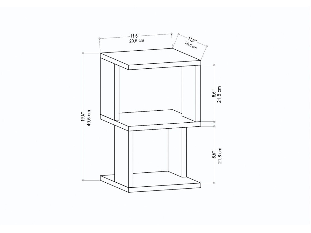 Carter" wooden bedside table 29.6 x 29.6 x 49.4 cm - Oak