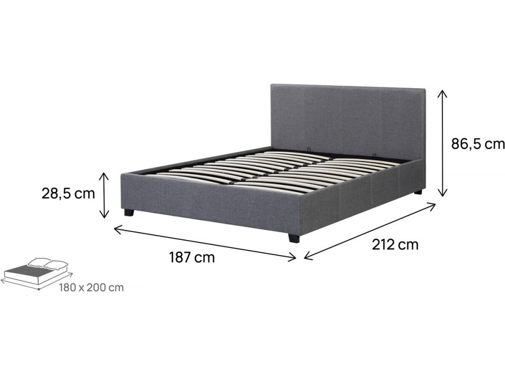 "Carla" chest bed - 180 x 200 Grey