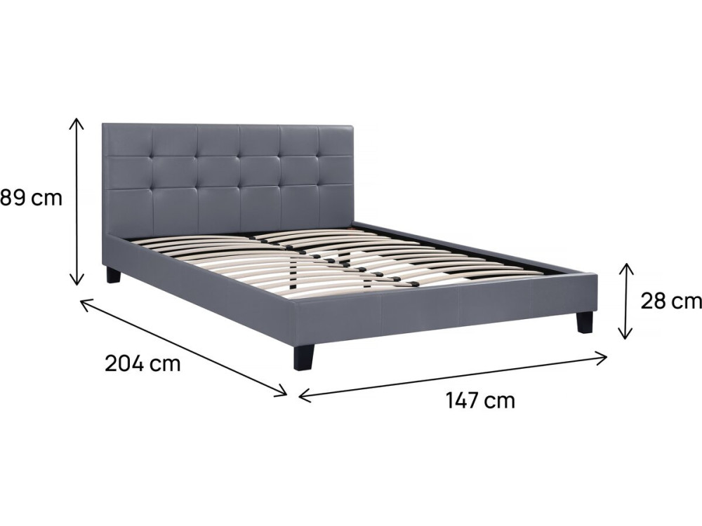 "Julia" Bed - 140 x 190 cm - Grey