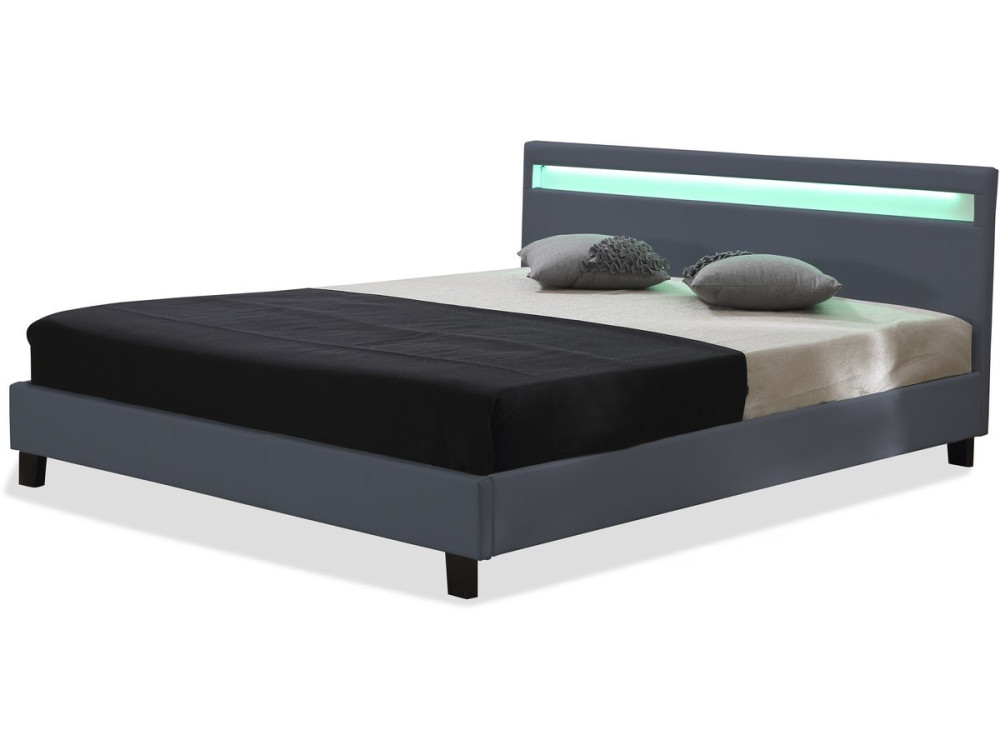 Bed with LED "Maria" - 140 x 190 cm - Grey