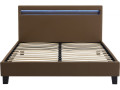 Bed with LED "Maria" - 140 x 190 cm - Grey - Taupe