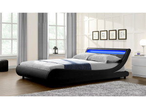 Bed with led  "Natacha" - 160 x 200 cm - Black 2