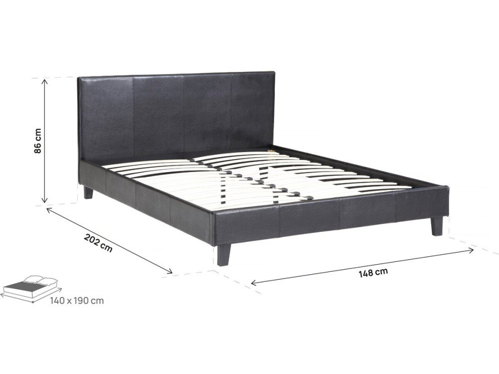 "Lina" bed - 140 x 190cm - Black