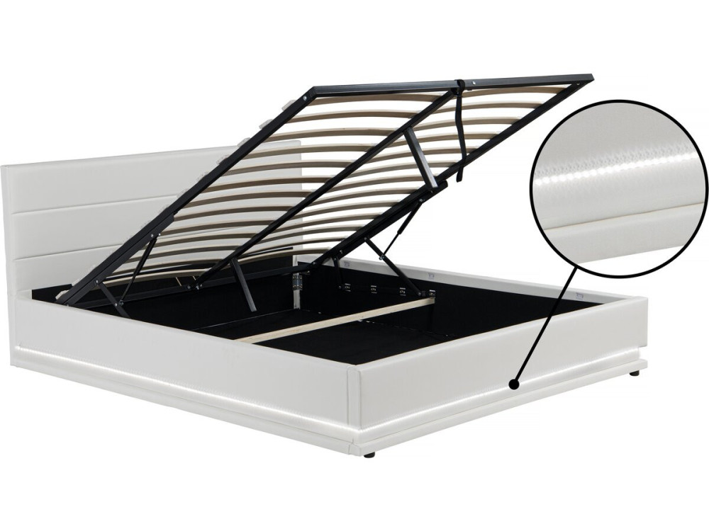 Bed with storage and led "Anastasia" - 140 x 190 cm - White