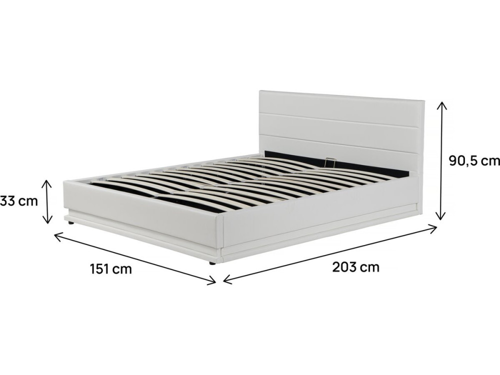 Bed with storage and led "Anastasia" - 140 x 190 cm - White