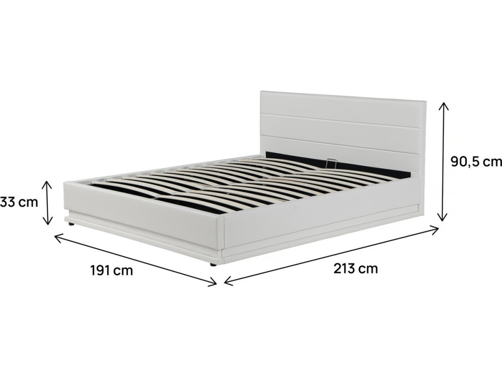 Bed with storage and LED "Anastasia" - 180 x 200 white
