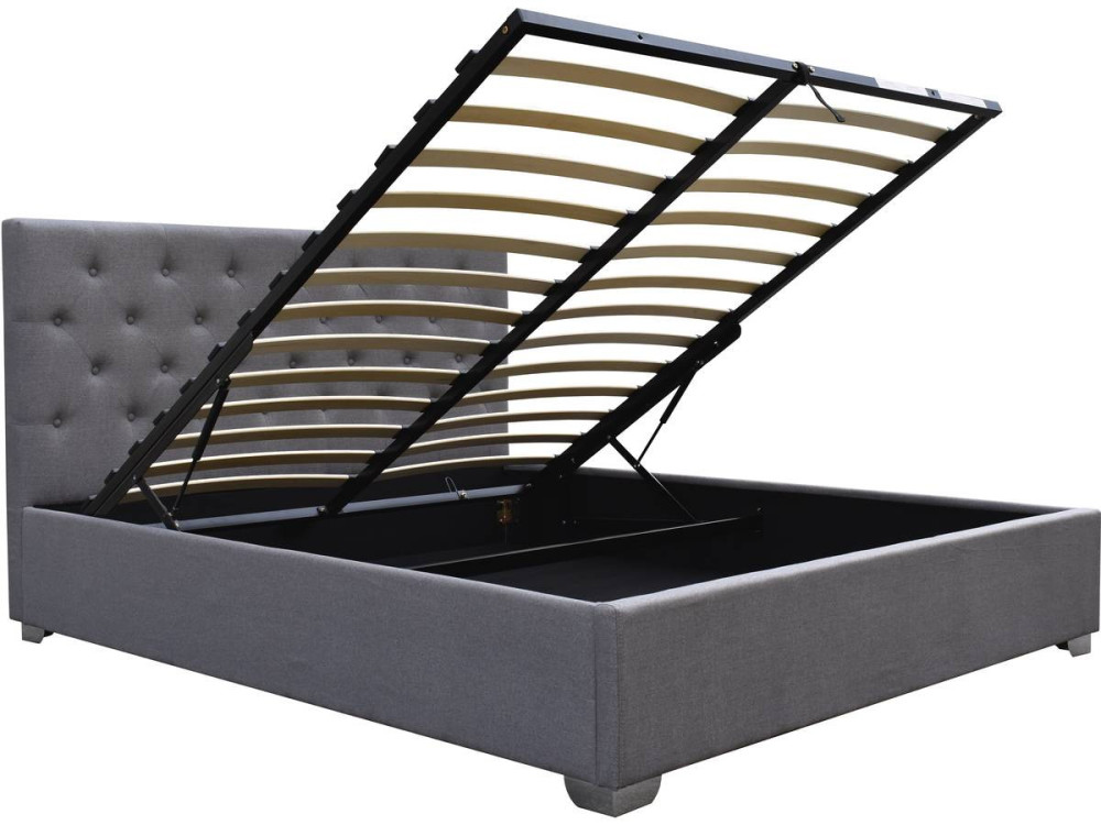 Double bed with storage space "TINO" - 140 × 190 cm - Grey