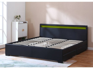 Double bed with LED "Nico" - 180 x 200 cm - Black 2