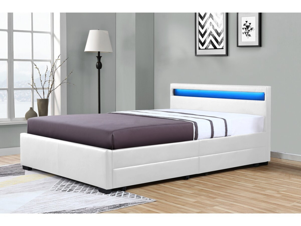 LED light bed "Nico" - 140 × 190 cm - White