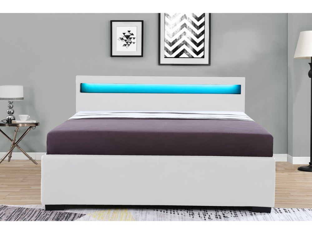 LED light bed "Nico" - 140 × 190 cm - White