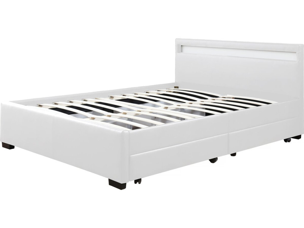 LED light bed "Nico" - 140 × 190 cm - White
