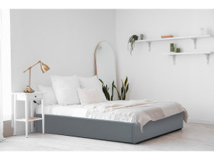 PVC single bed with storage "Ava" - 90 x 190 cm - Grey 2