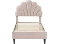 Manon" velvet seashell bed - 160 x 200 cm - Grey - Beige