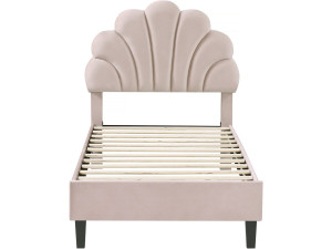 Manon" velvet seashell bed - 90 x 190 cm - Beige