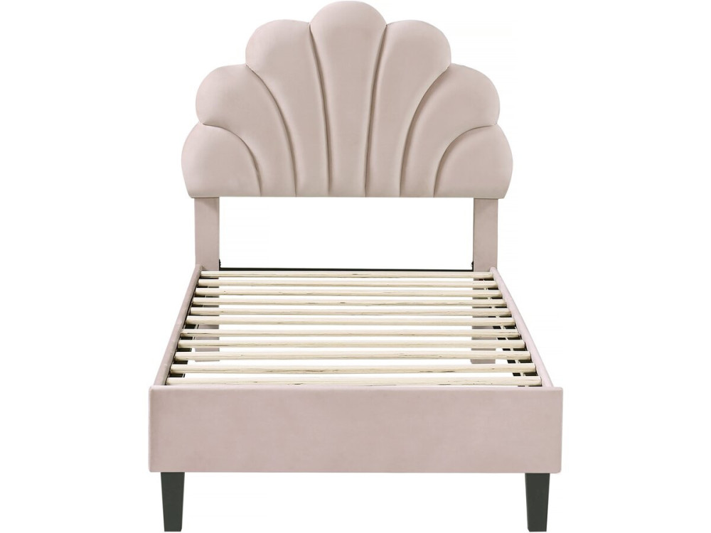 Manon" velvet seashell bed - 90 x 190 cm - Beige