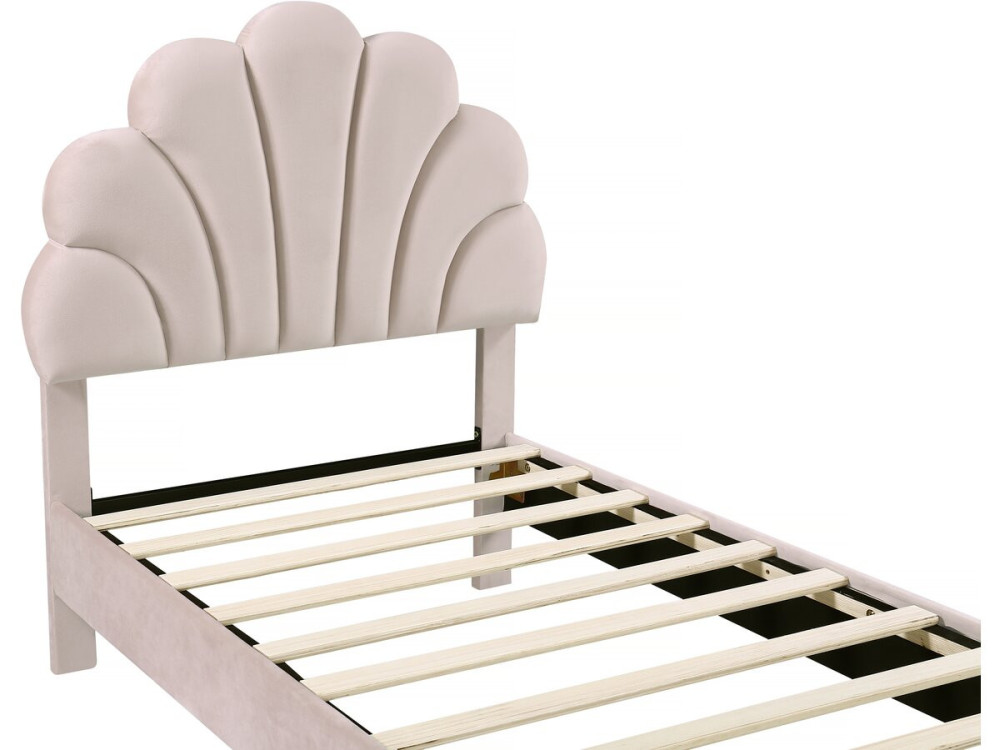 Manon" velvet seashell bed - 90 x 190 cm - Beige