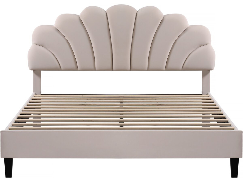 Manon Velvet Bed - Beige - 160 x 200 cm