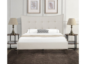 Aspen upholstered fabric double bed 140 x 190 cm - Beige 2