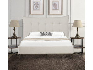 Double bed in upholstered fabric "Aspen" 160 x 200 cm - Beige 2