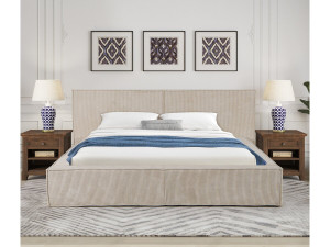Courchevel corduroy storage bed - 160 x 200 cm - Beige 2