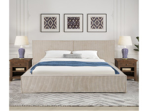 Courchevel corduroy storage bed - 180 x 200 cm - Beige 2