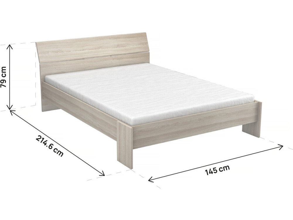 Pricy" wooden double bed - 140 x 200 cm - Beige