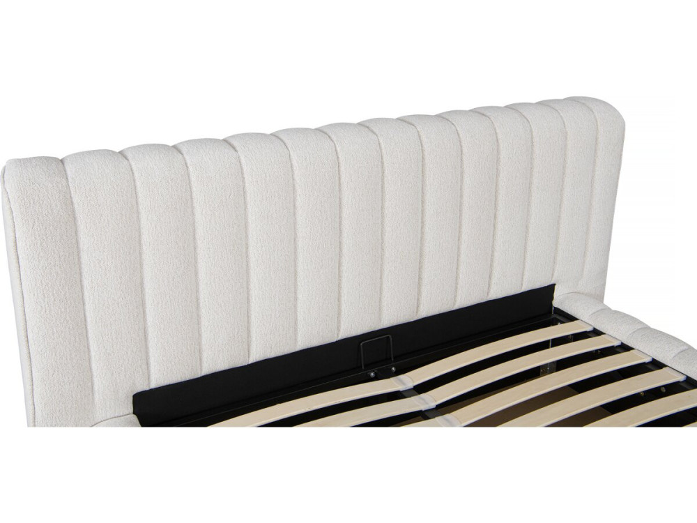 Tignes" fabric double bed with box - 140 x 190 cm - Beige
