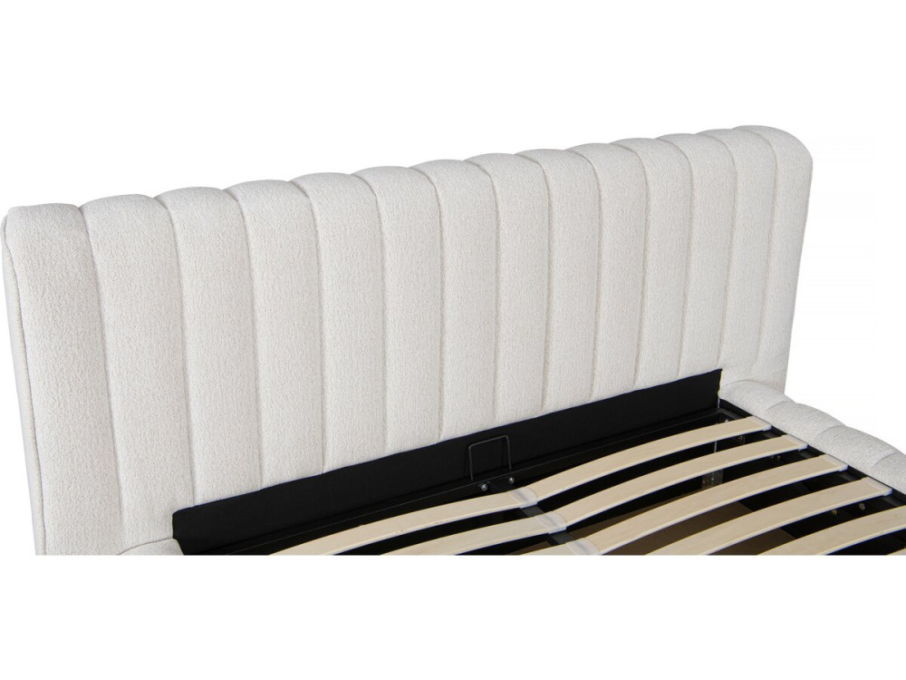 Tignes" fabric double bed with box - 160 x 200 cm - Beige