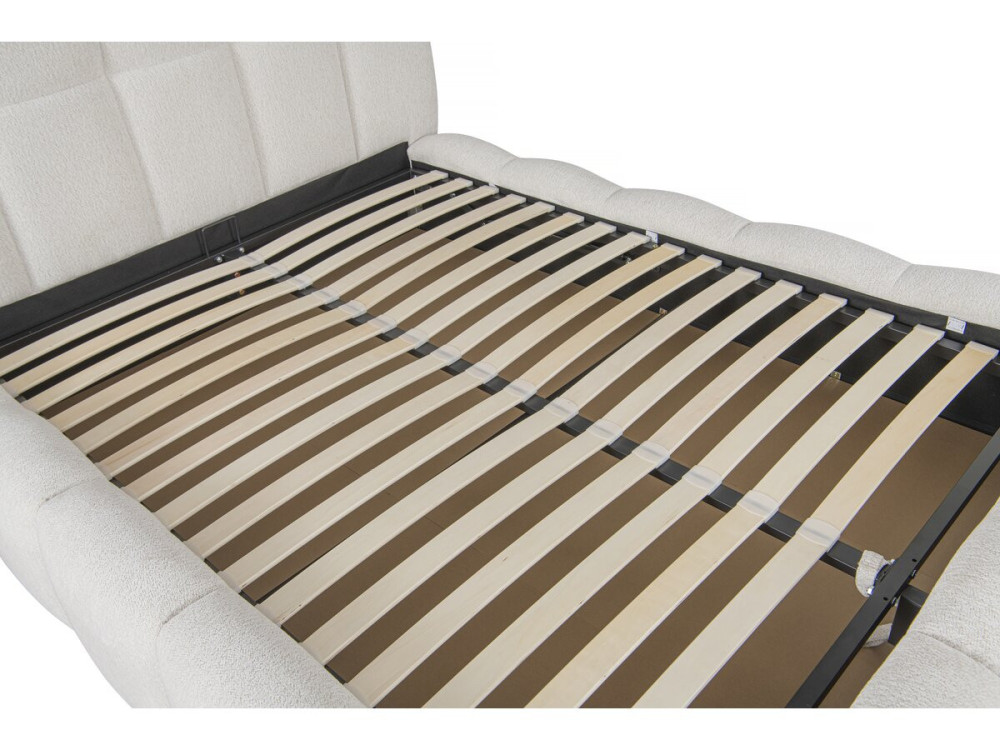 Davos" fabric double bed with box - 160 x 200 cm - Beige
