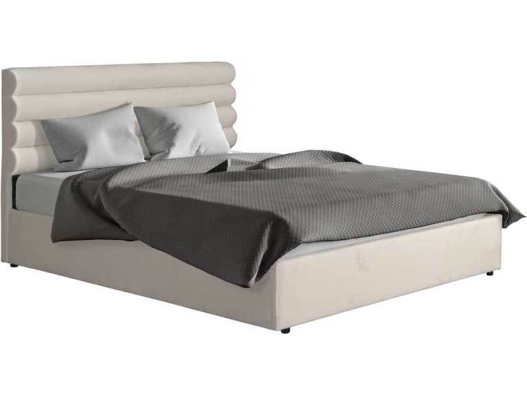 Livigno" design velvet double bed - 140 x 190 cm - Beige