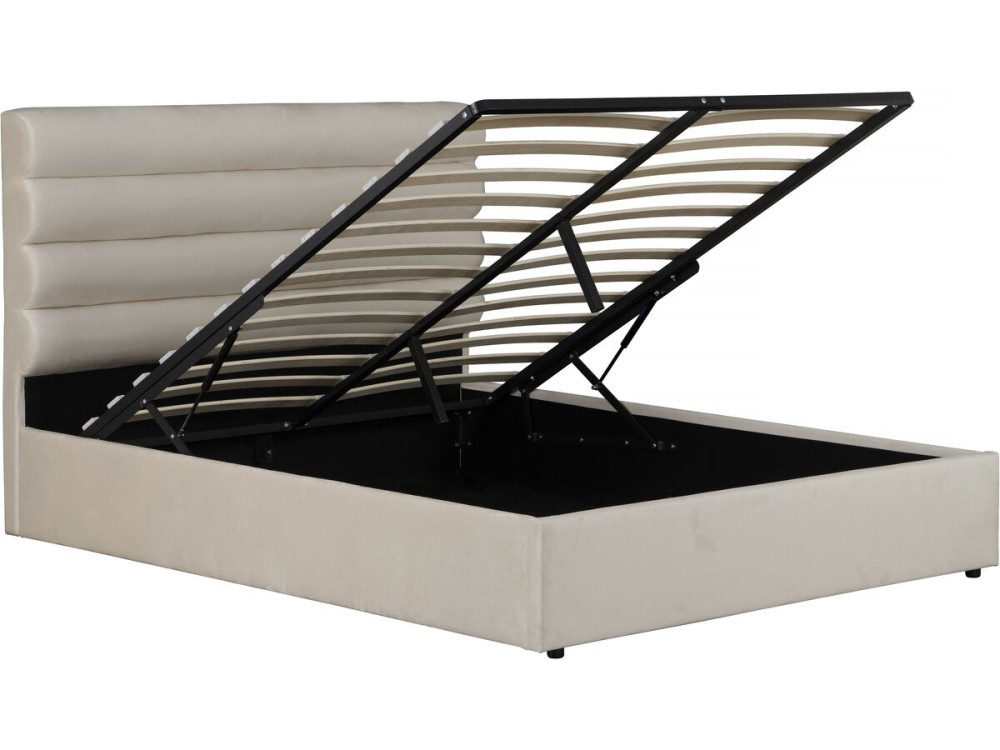 Livigno" design velvet double bed - 140 x 190 cm - Beige