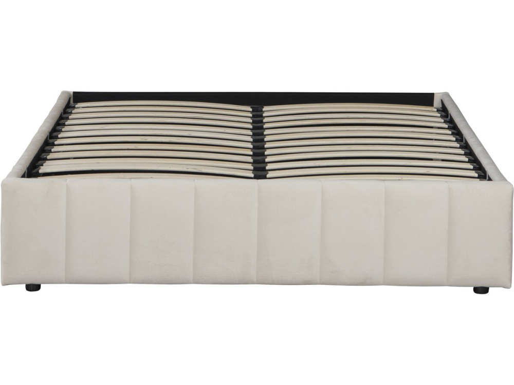 Meribel" velvet double bed with box - Beige - 140 x 190 cm