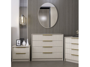 Kale" wooden chest of drawers - 100 x 45 x 85 cm - Beige 2