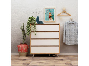 Suvera" wooden chest - 70 x 40 x 86 cm - Beige 2